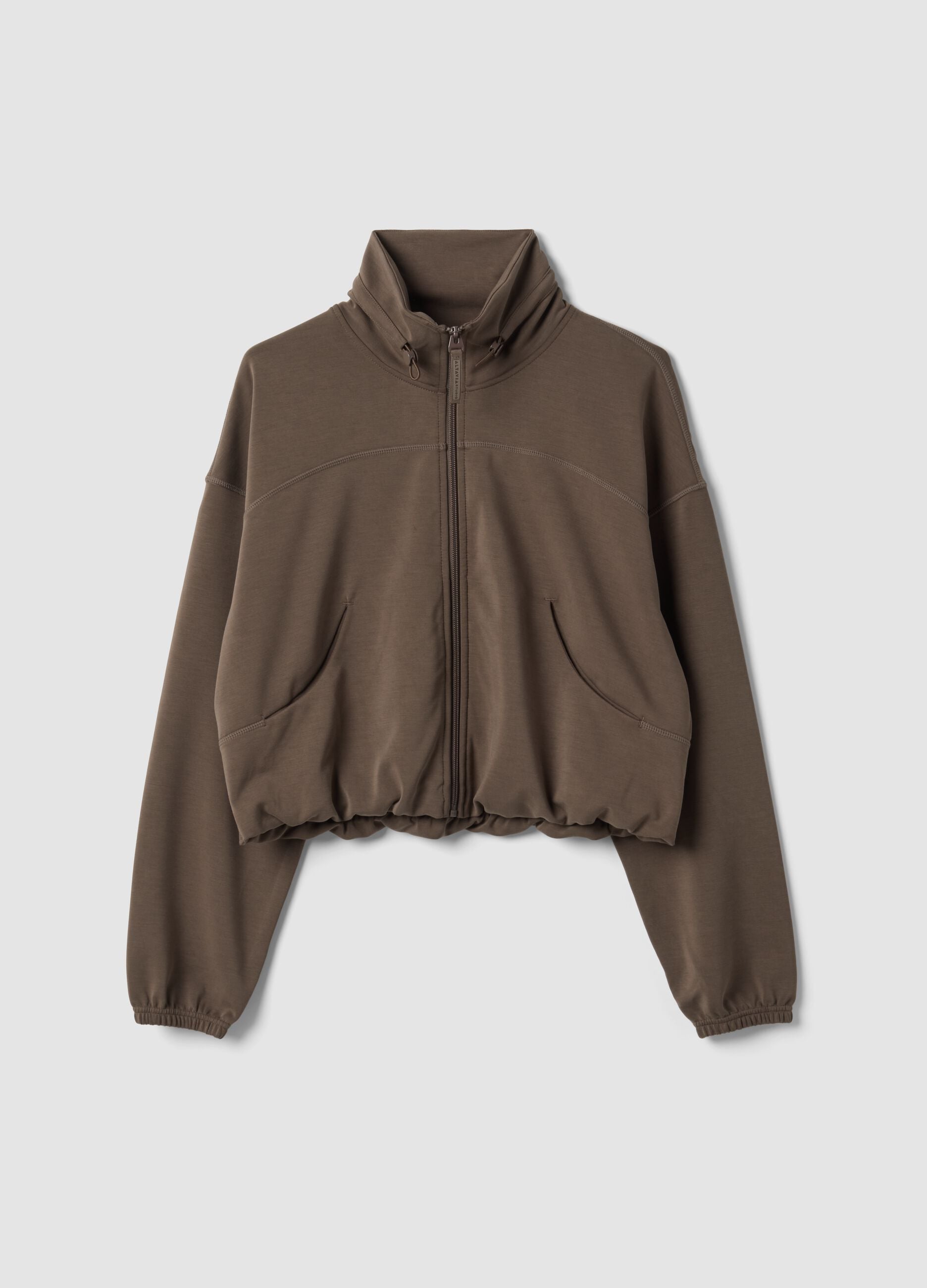 Full-zip verde corta in tessuto soft-touch con collo rialzato ALTAVIA STUDIO