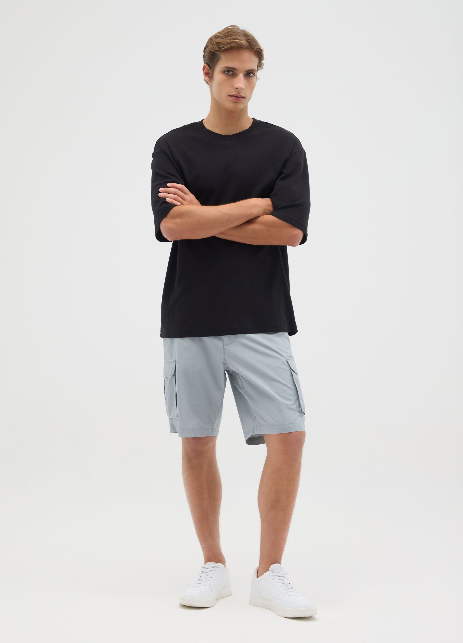 Men's pure cotton grey regular fit shorts