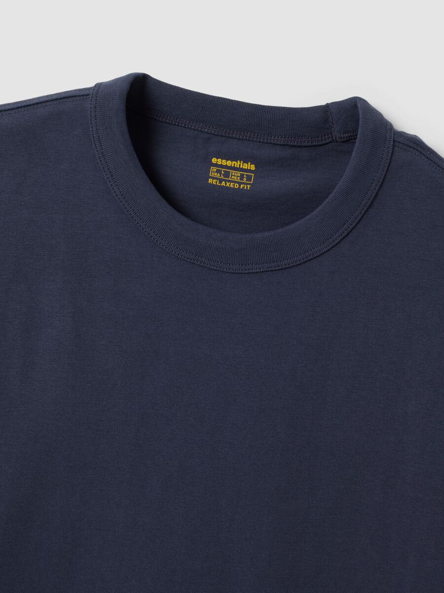 T-shirt blu in puro cotone a girocollo relaxed fit_5