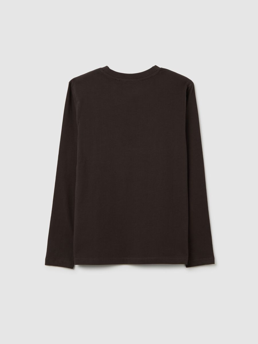 T-shirt a maniche lunghe da ragazzo in puro cotone nero_1