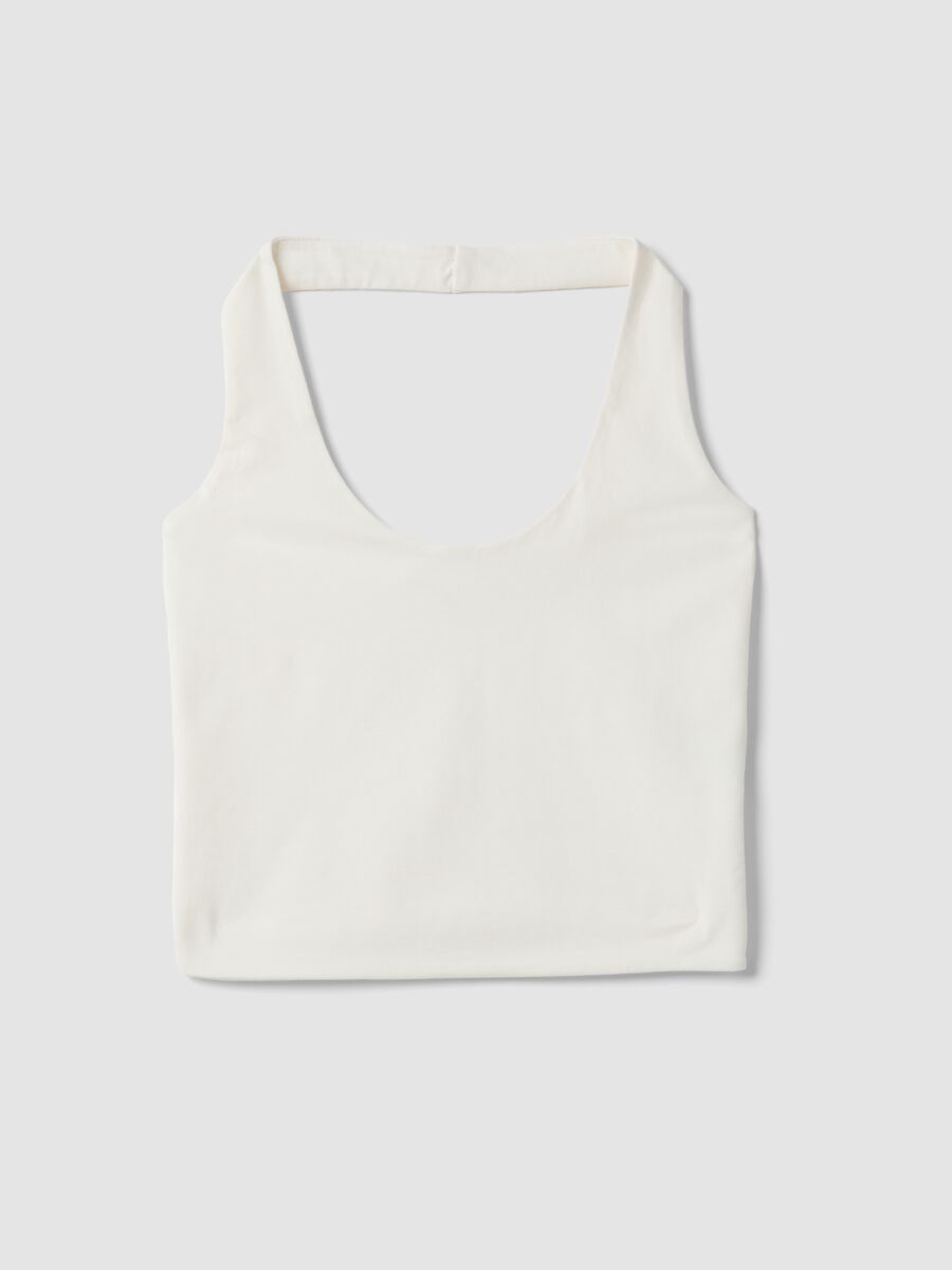 White stretch cotton tank top_0