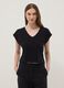 Blue pure cotton V-neck T-shirt_2