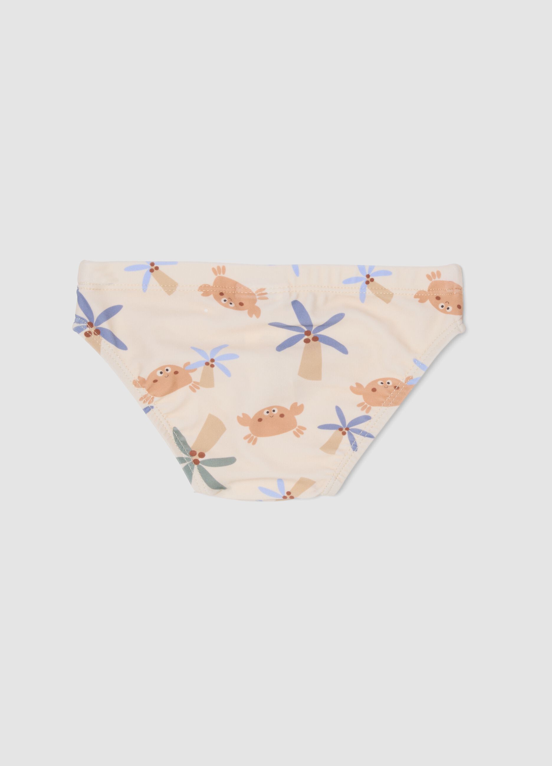 Beige baby swim briefs with prints