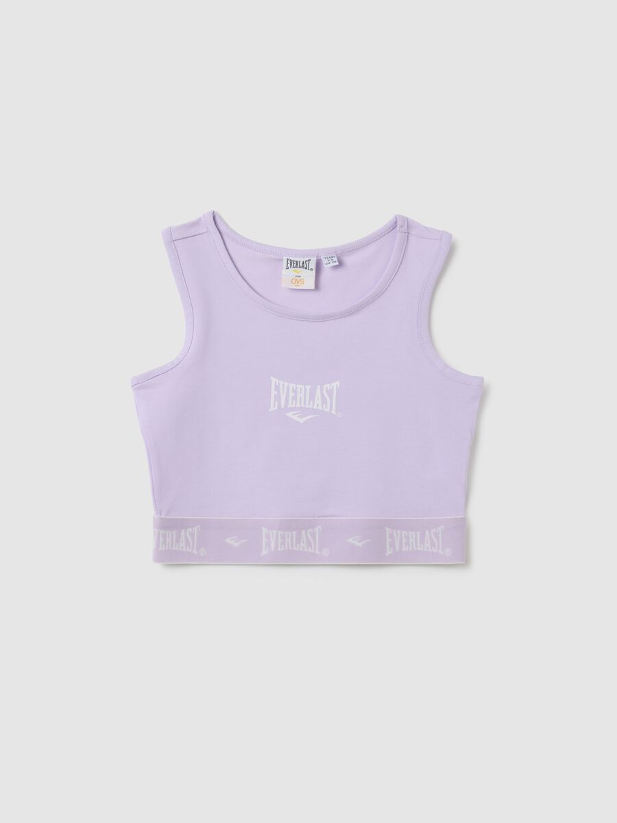 Girls' Purple Cotton Regular Fit Crop Top_0