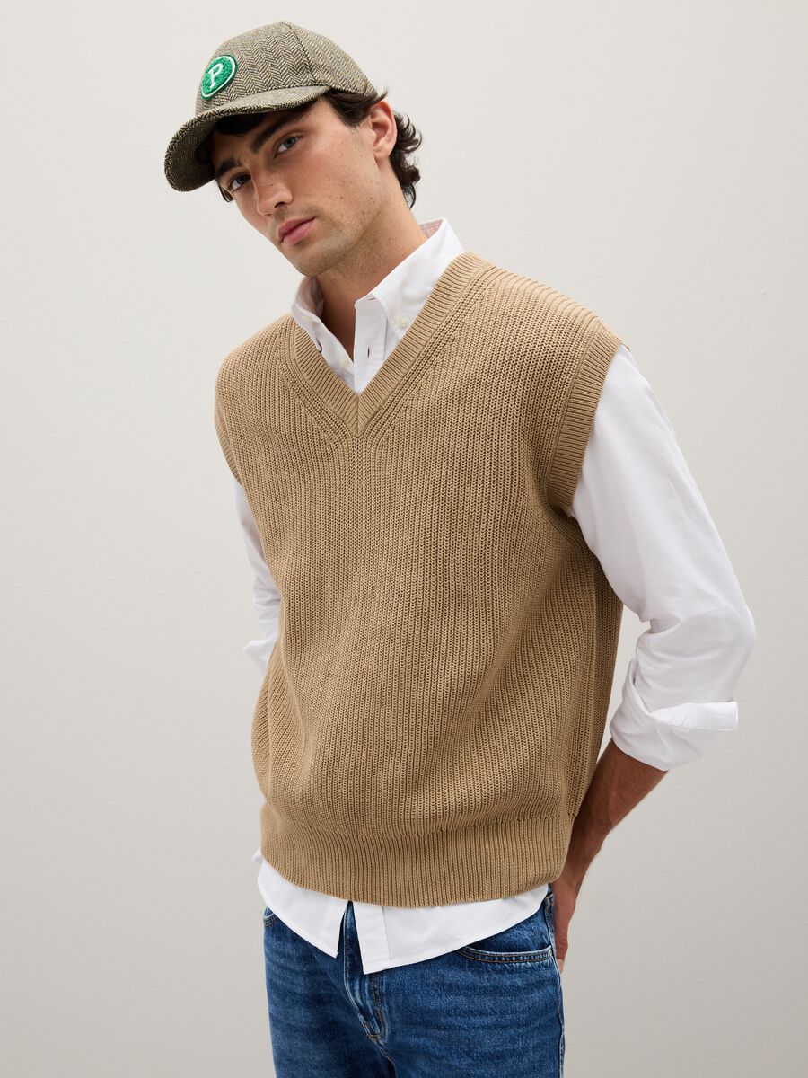 Beige Cotton Waistcoat_1