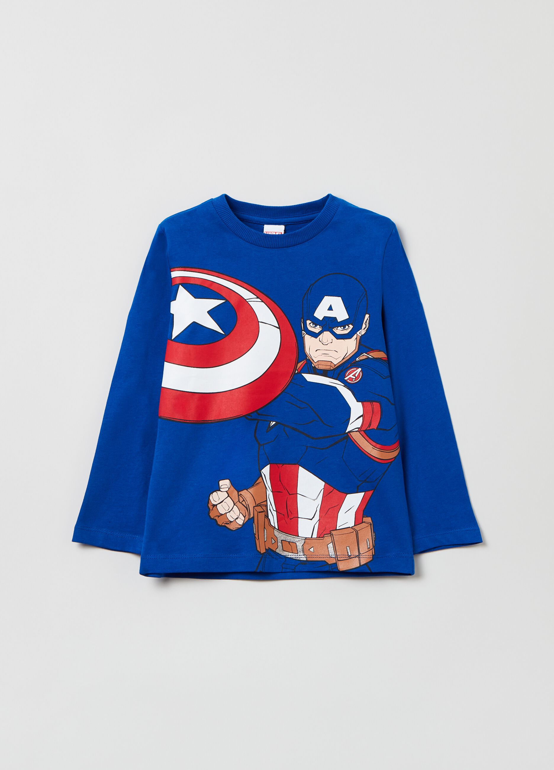 T shirt a maniche lunghe stampa Captain America Blu royal OVS KIDS