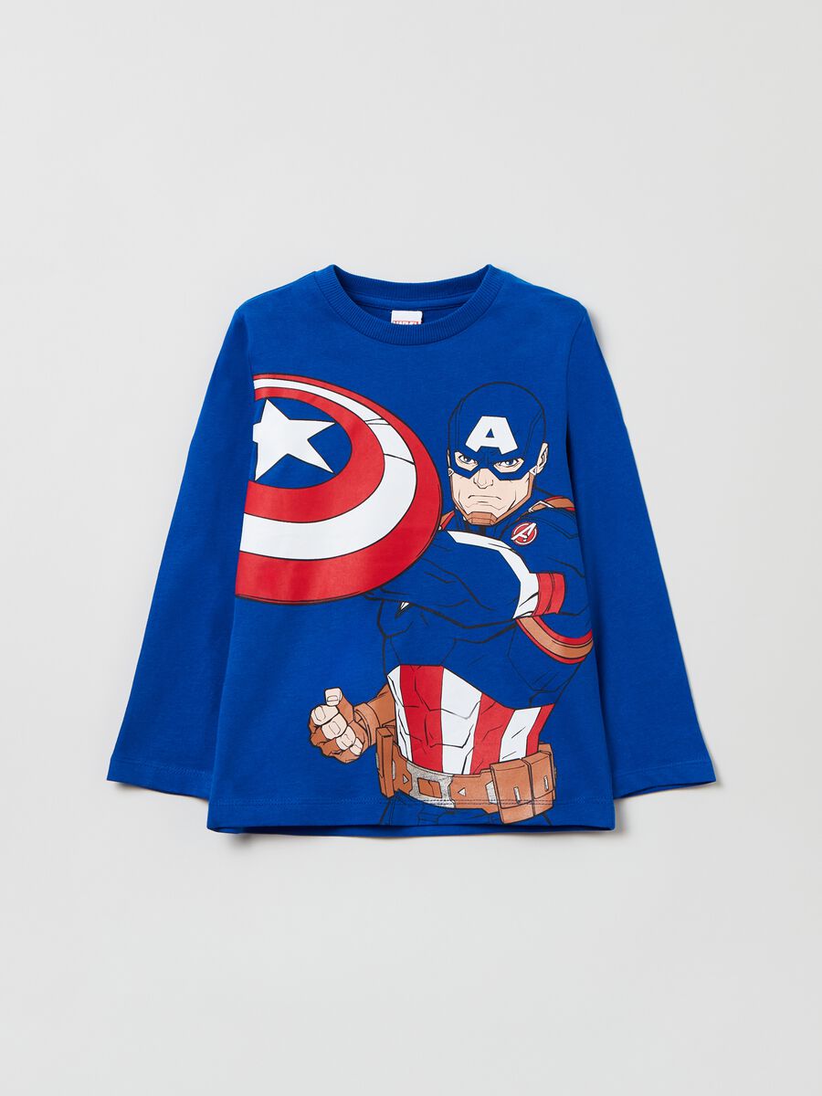 T-shirt a maniche lunghe stampa Captain America _0