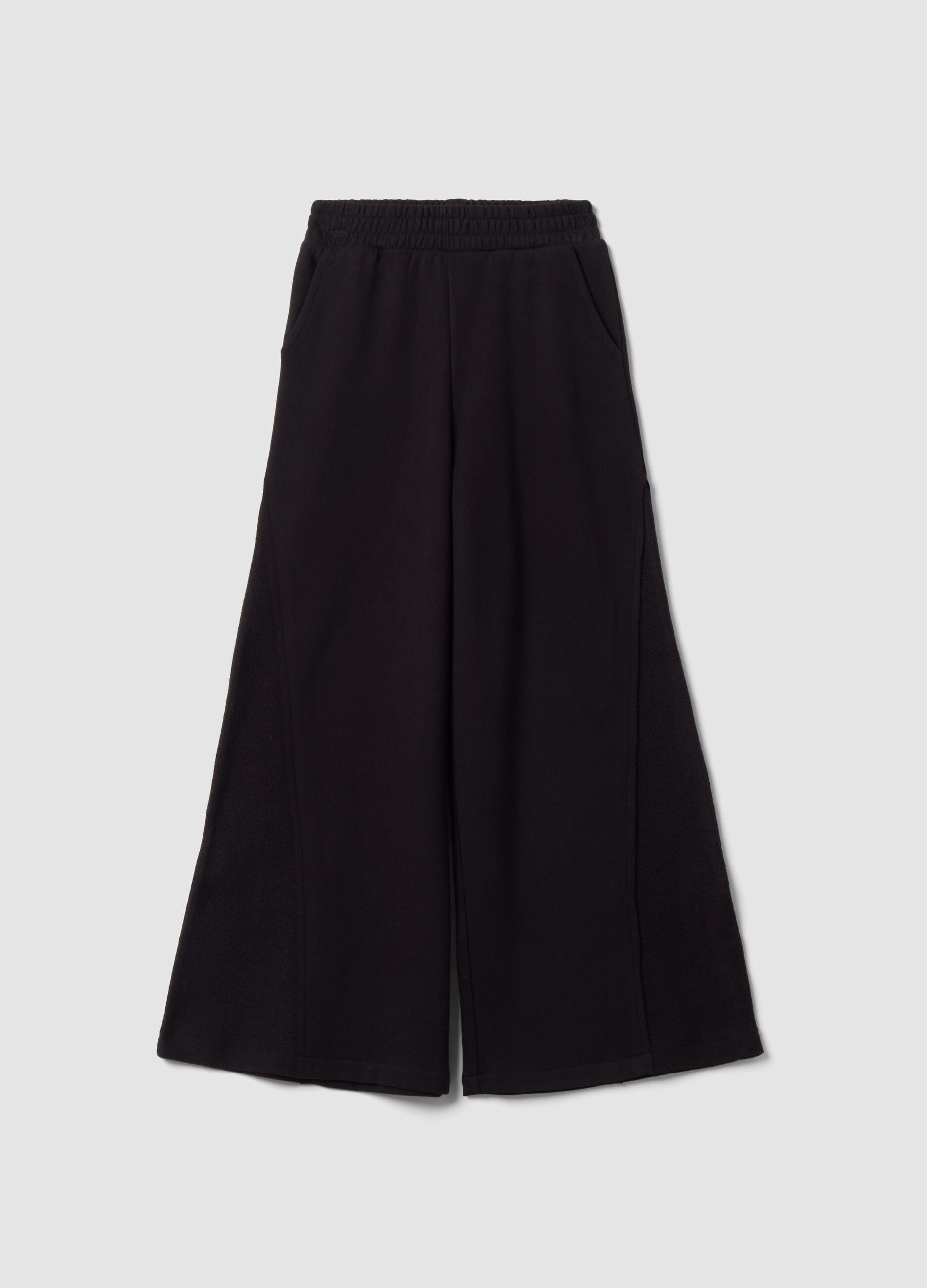 Pantaloni neri wide leg in puro cotone