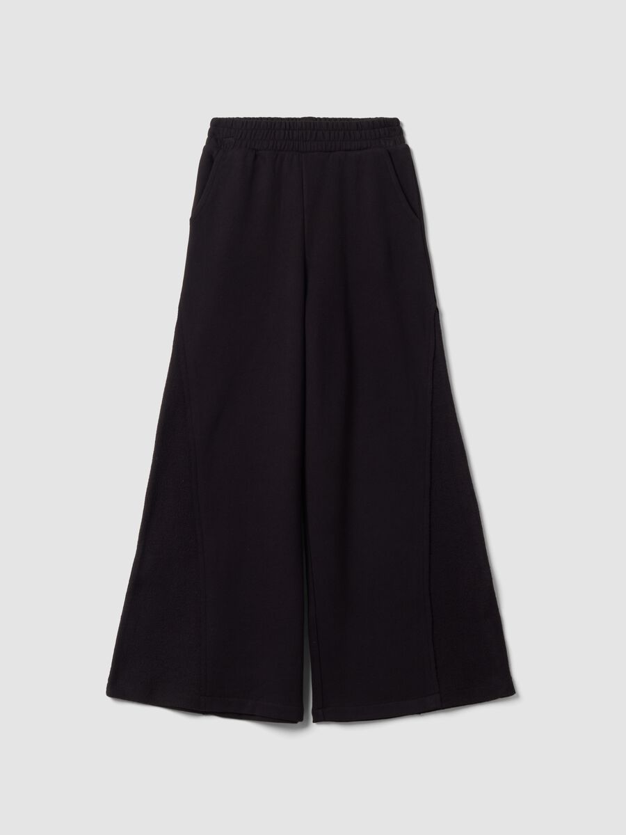 Pantaloni neri wide leg in puro cotone_0