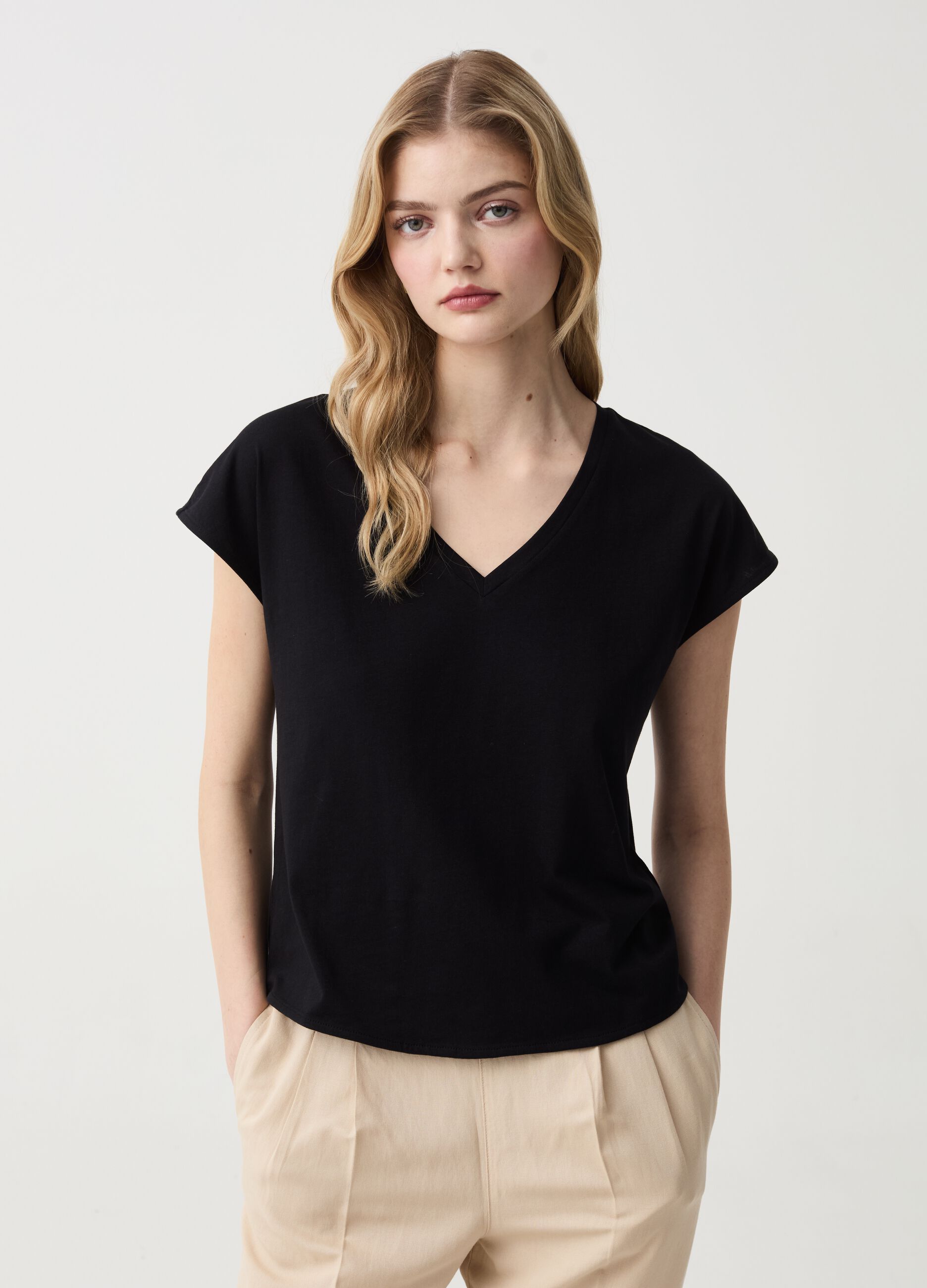 Organic cotton T-shirt with kimono sleeves