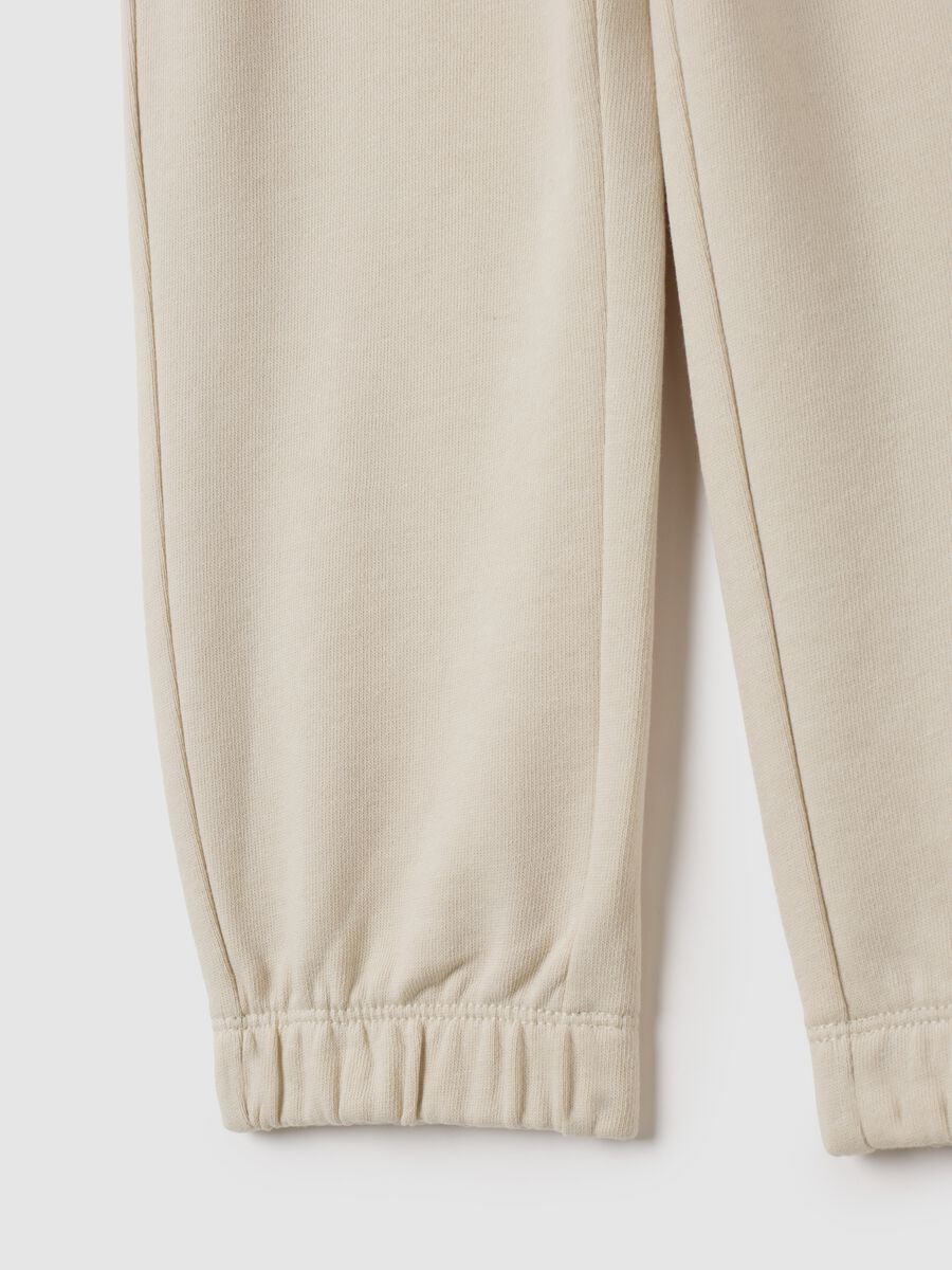 Pantaloni da bambino in puro cotone beige regular fit_3