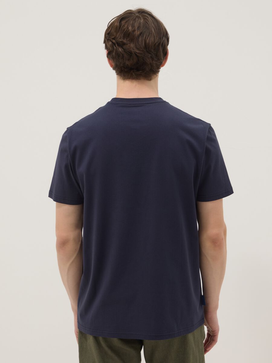 Blue pure cotton T-shirt with front print, regular fit_3