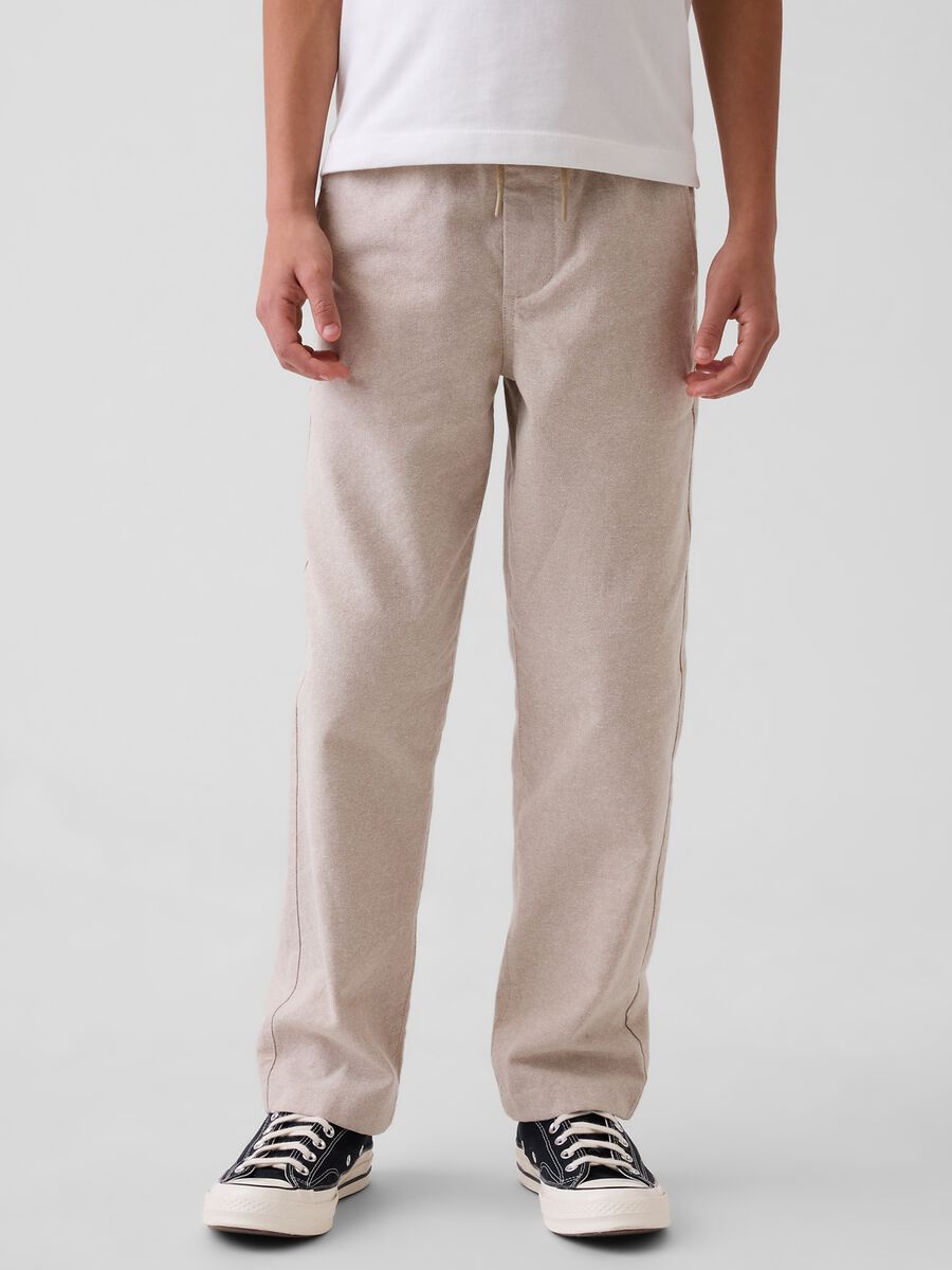 Linen and cotton blend trousers_1