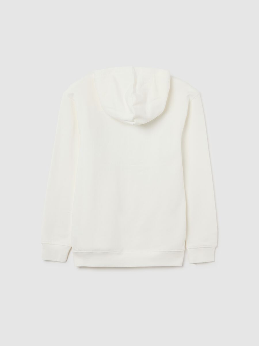 Felpa bianca da ragazzo in puro cotone regular fit con scritta_4