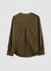 Camicia verde in tessuto elasticizzato con collo coreano_6