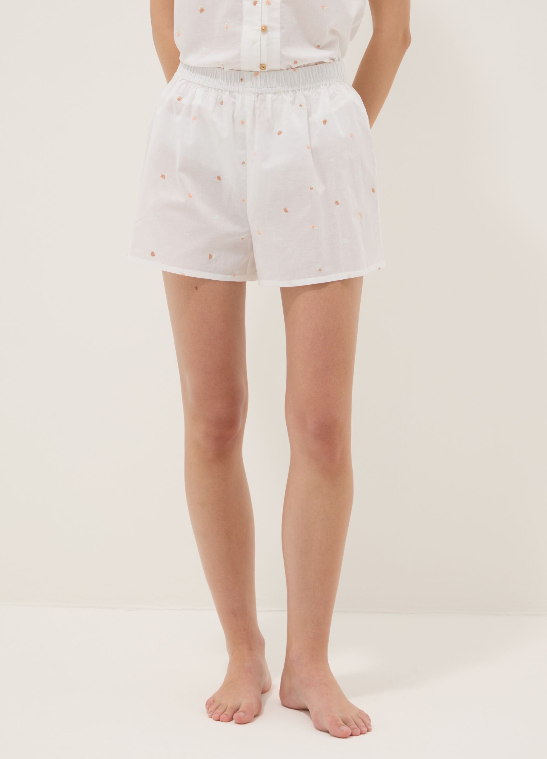 White organic cotton pyjama shorts