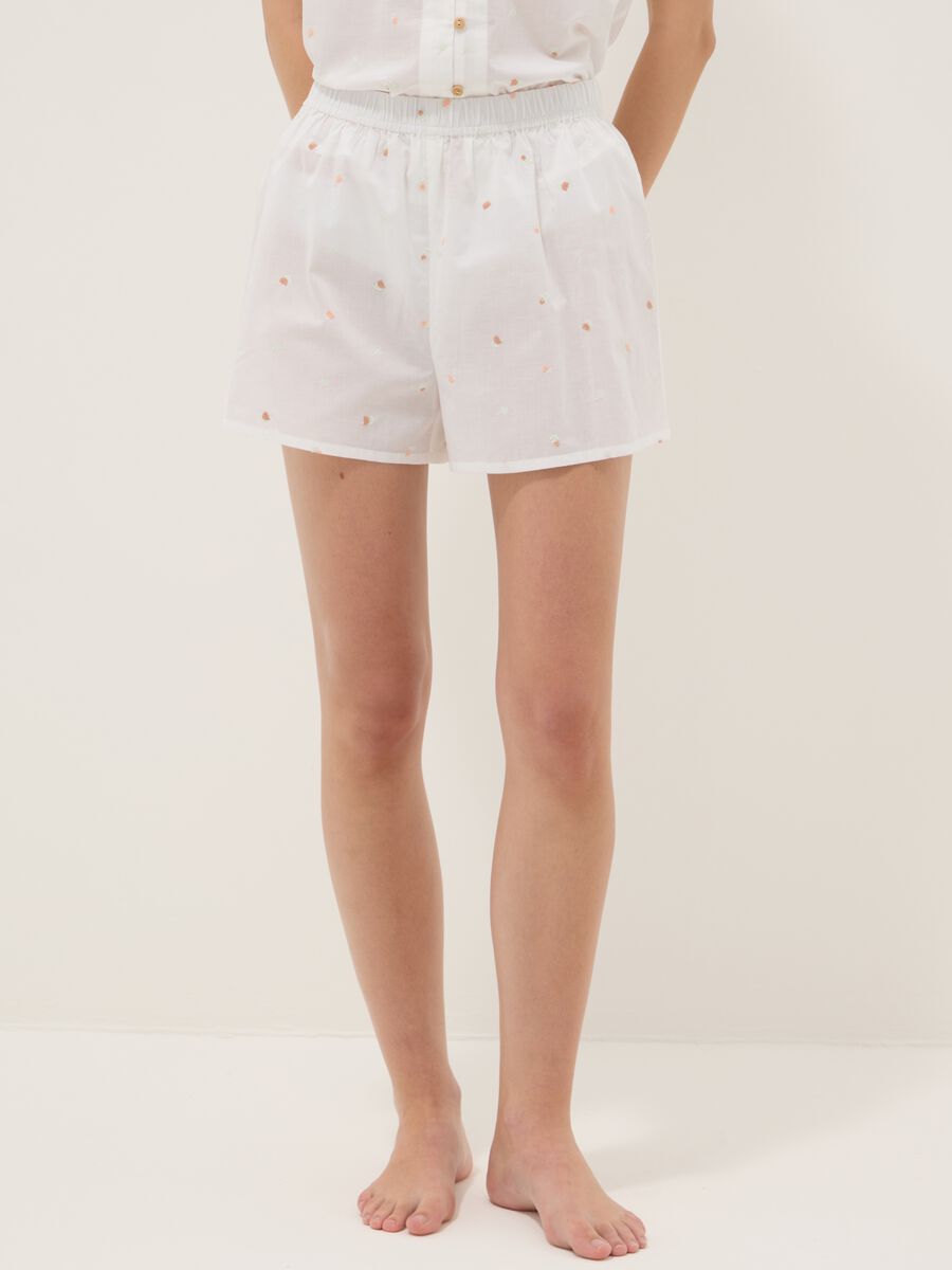 White organic cotton pyjama shorts_1