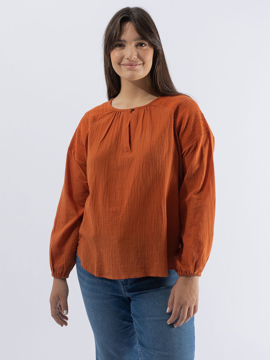 Blusa effetto crinkle con maniche raglan Curvy_0