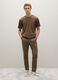 Brown stretch cotton regular fit trousers_0