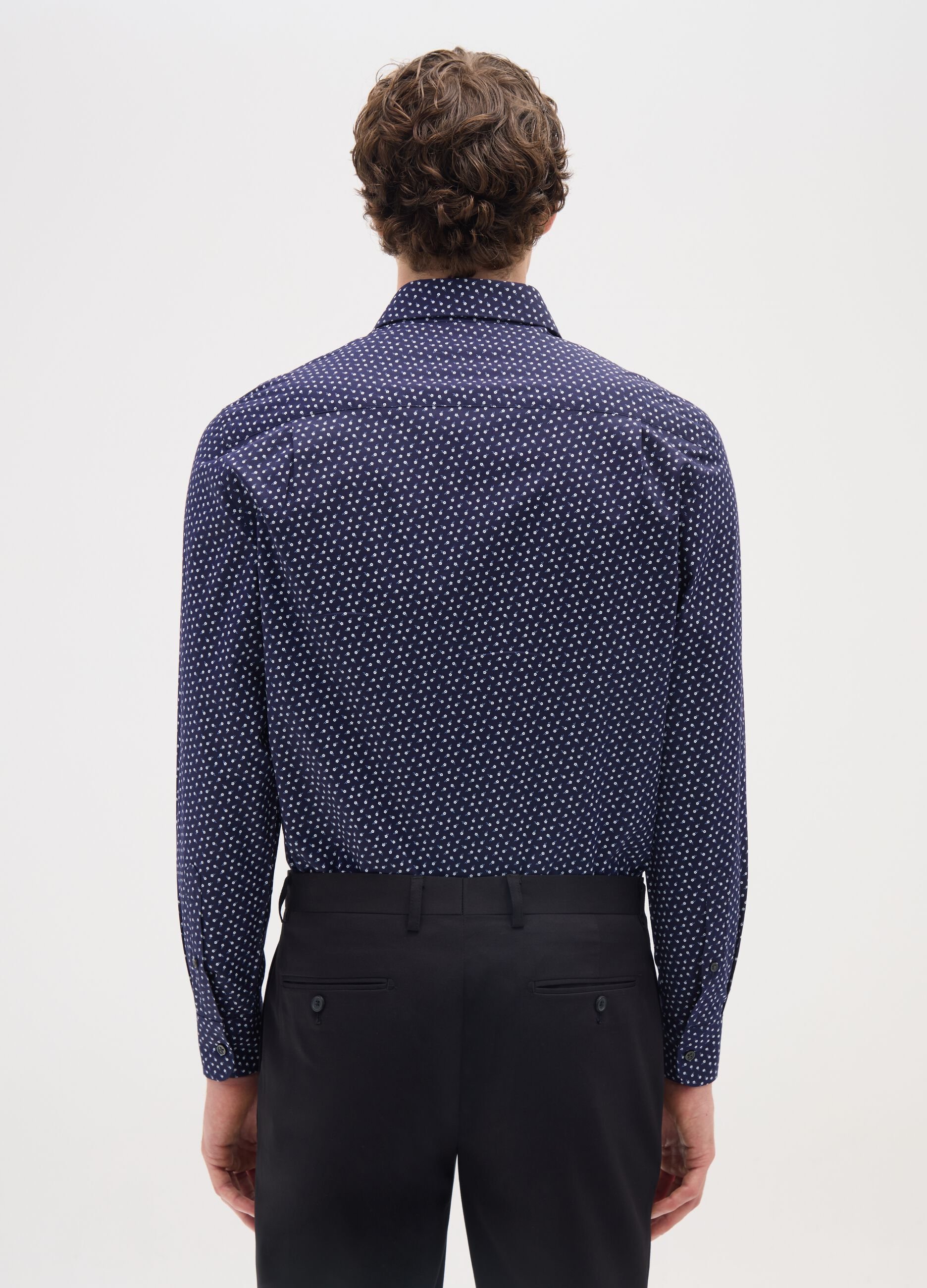 Regular fit blue cotton shirt