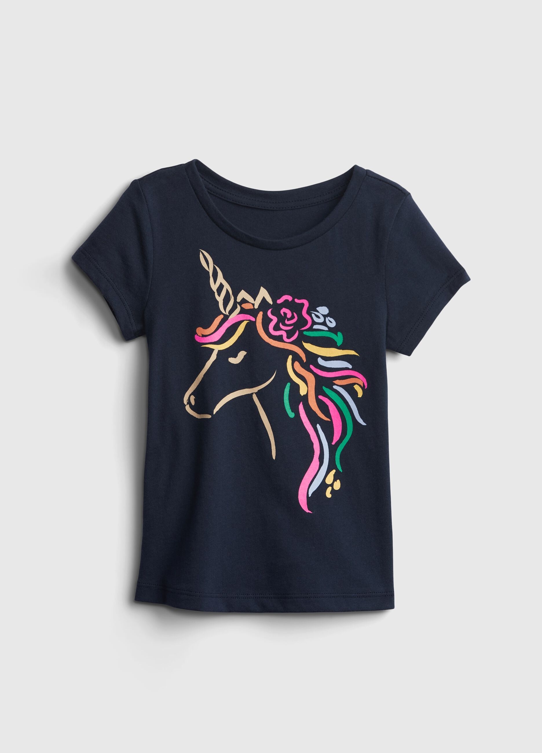 T-shirt con stampa unicorno