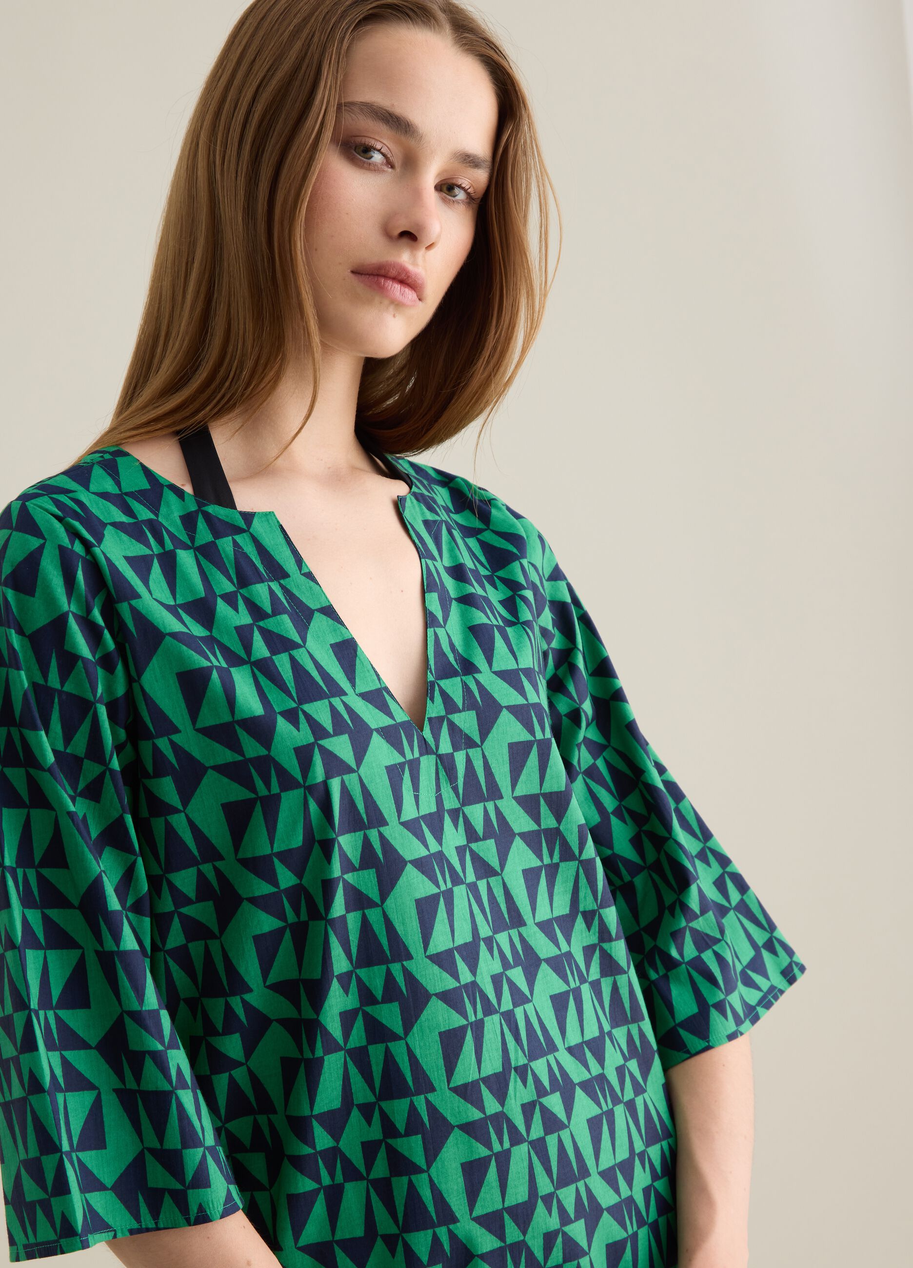 Women's Long Dress in Multicolour Pure Cotton