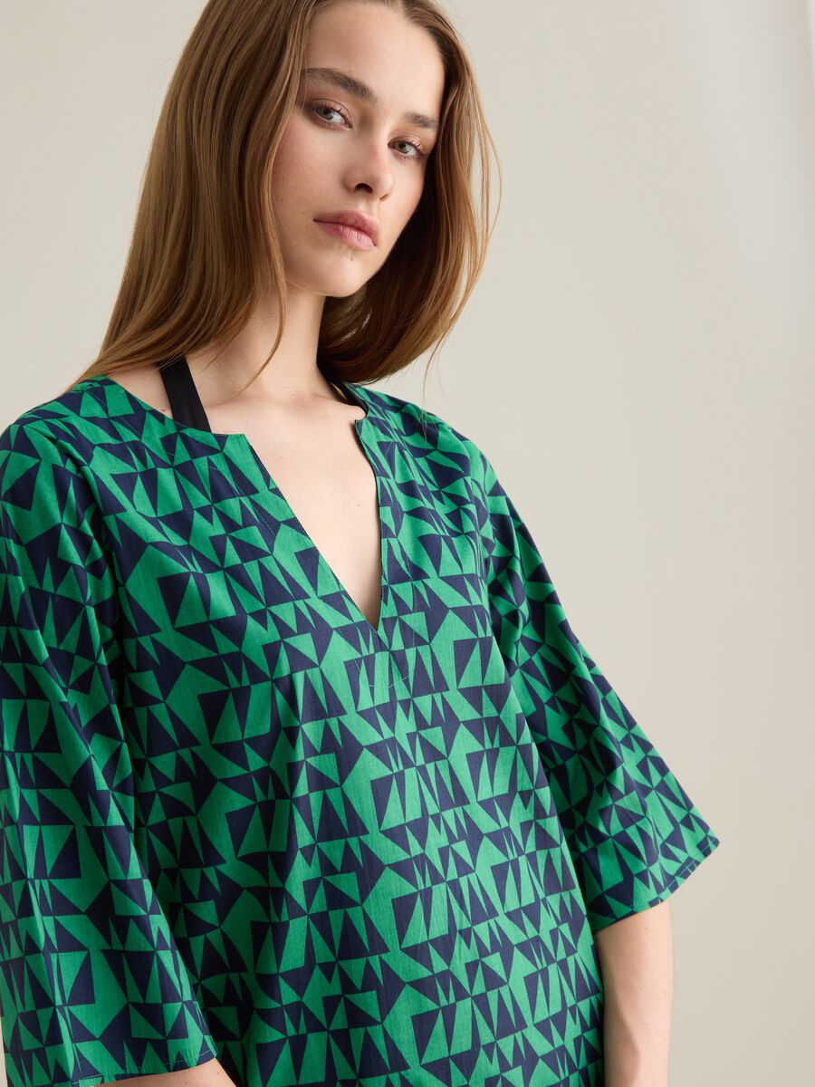 Women's Long Dress in Multicolour Pure Cotton_2