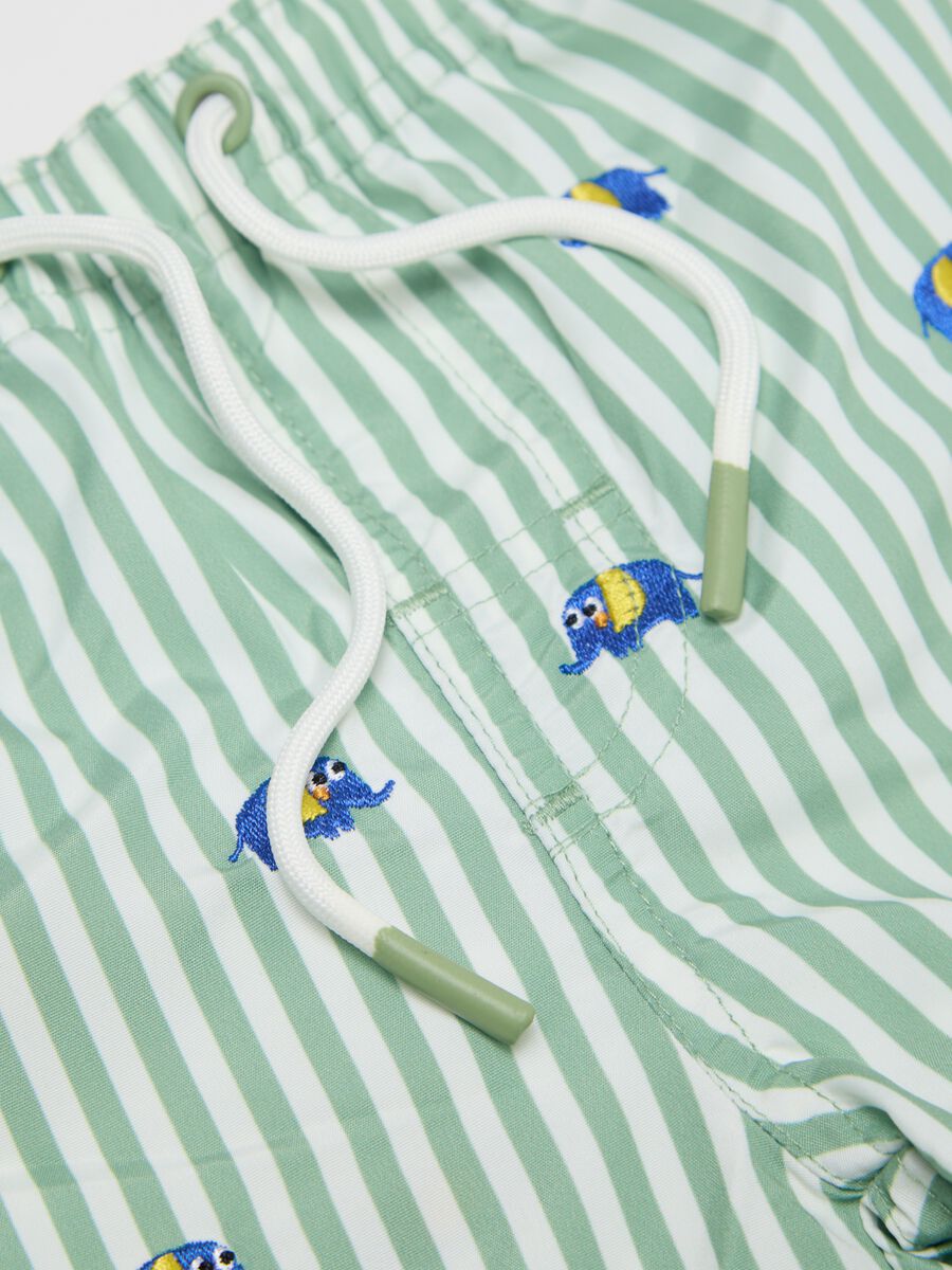 Boy's regular fit boxer shorts in multicoloured blend with green stripes_2
