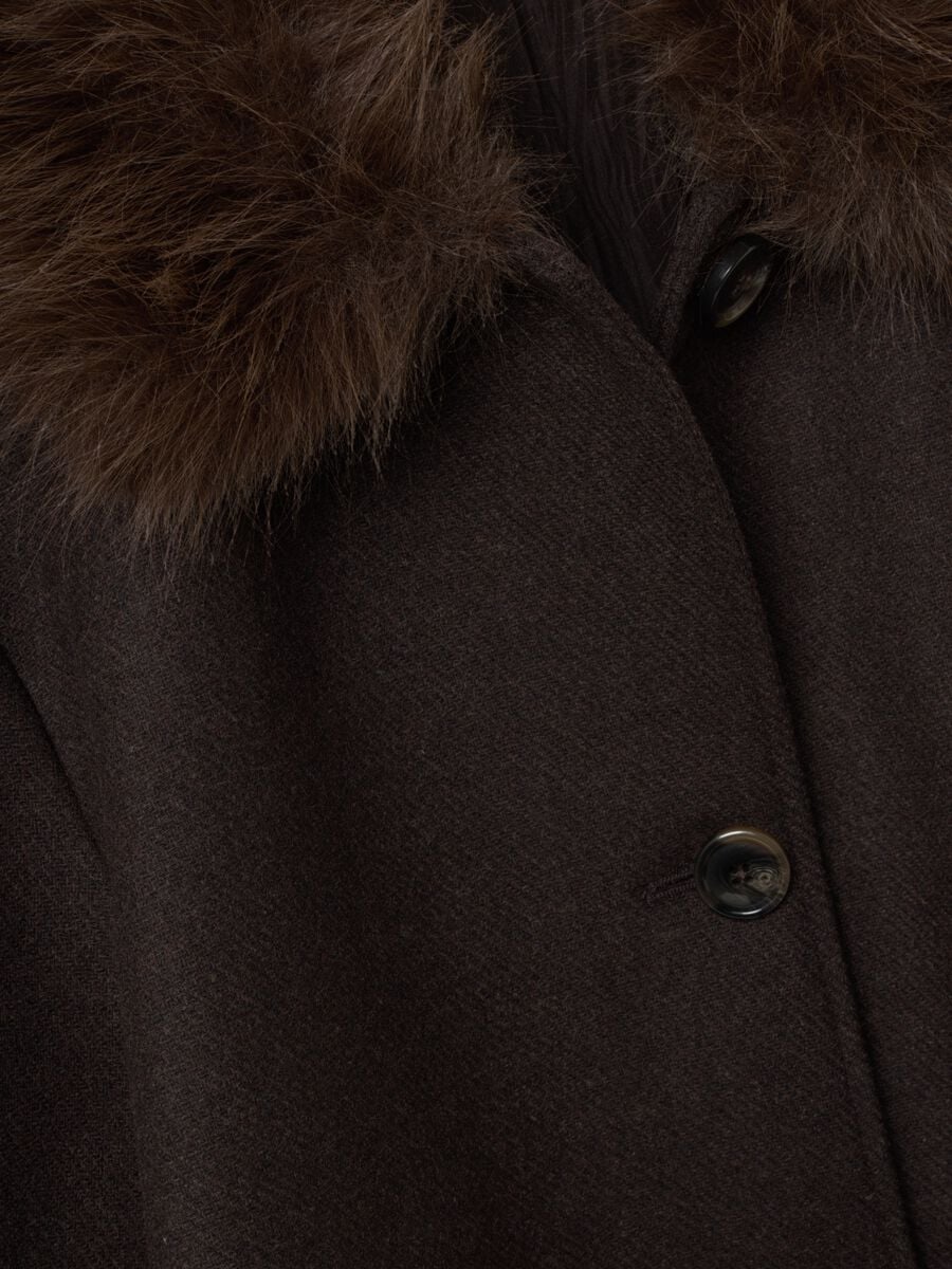 Cappotto marrone scuro in misto lana e viscosa regular fit_1