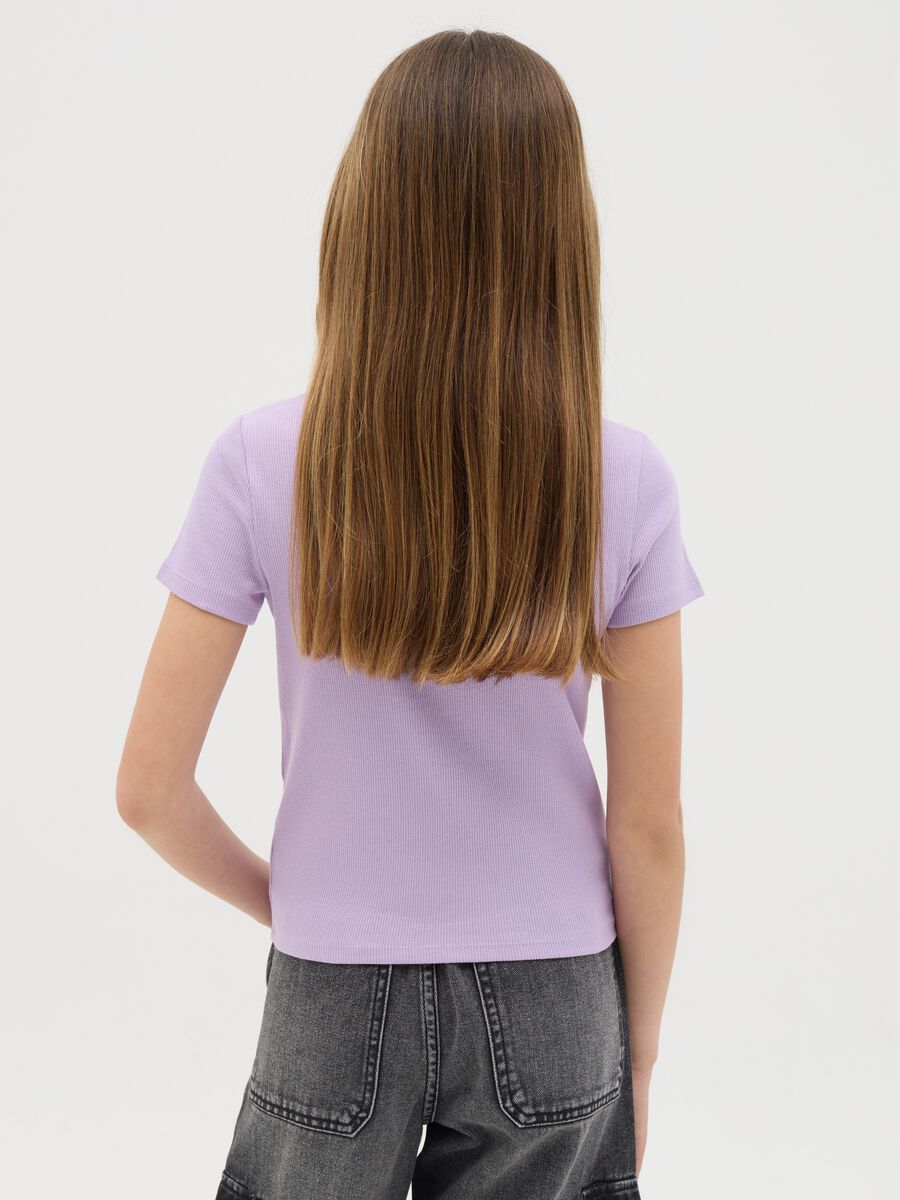 T-shirt da ragazza in cotone elasticizzato viola fitted_2