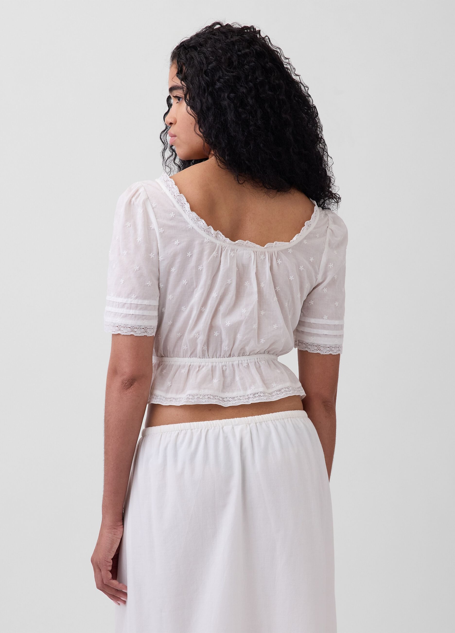 Pure cotton short-sleeve blouse