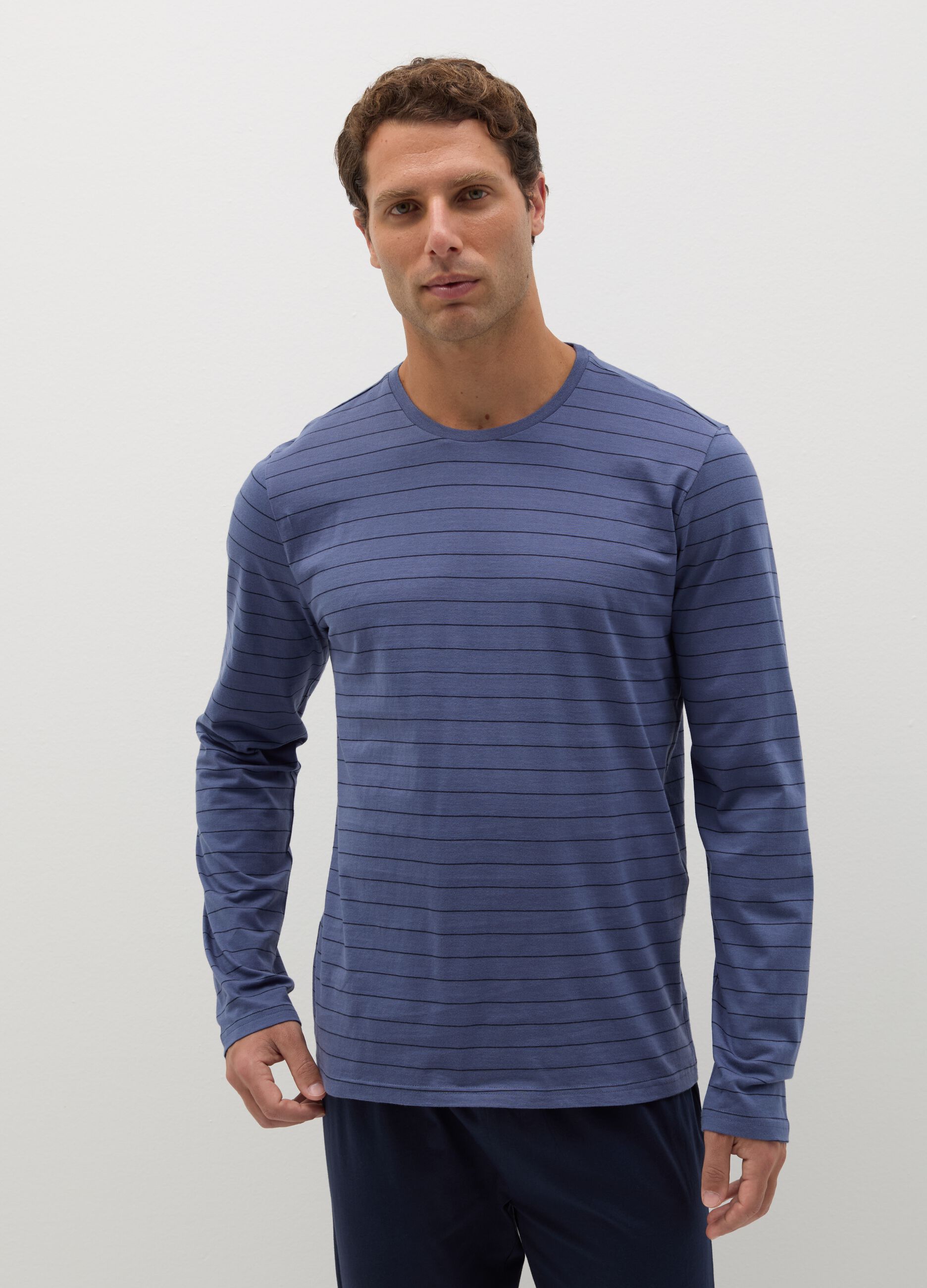 Cotton pyjamas with striped pattern