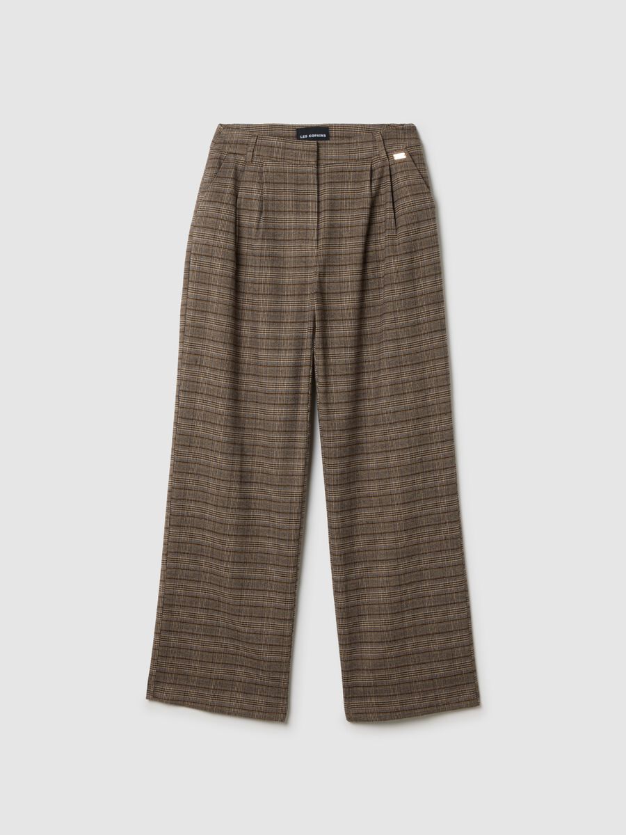Pantaloni a quadri marroni slim fit_4