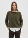 Dark green sweater with round neckline and contrast trim_1