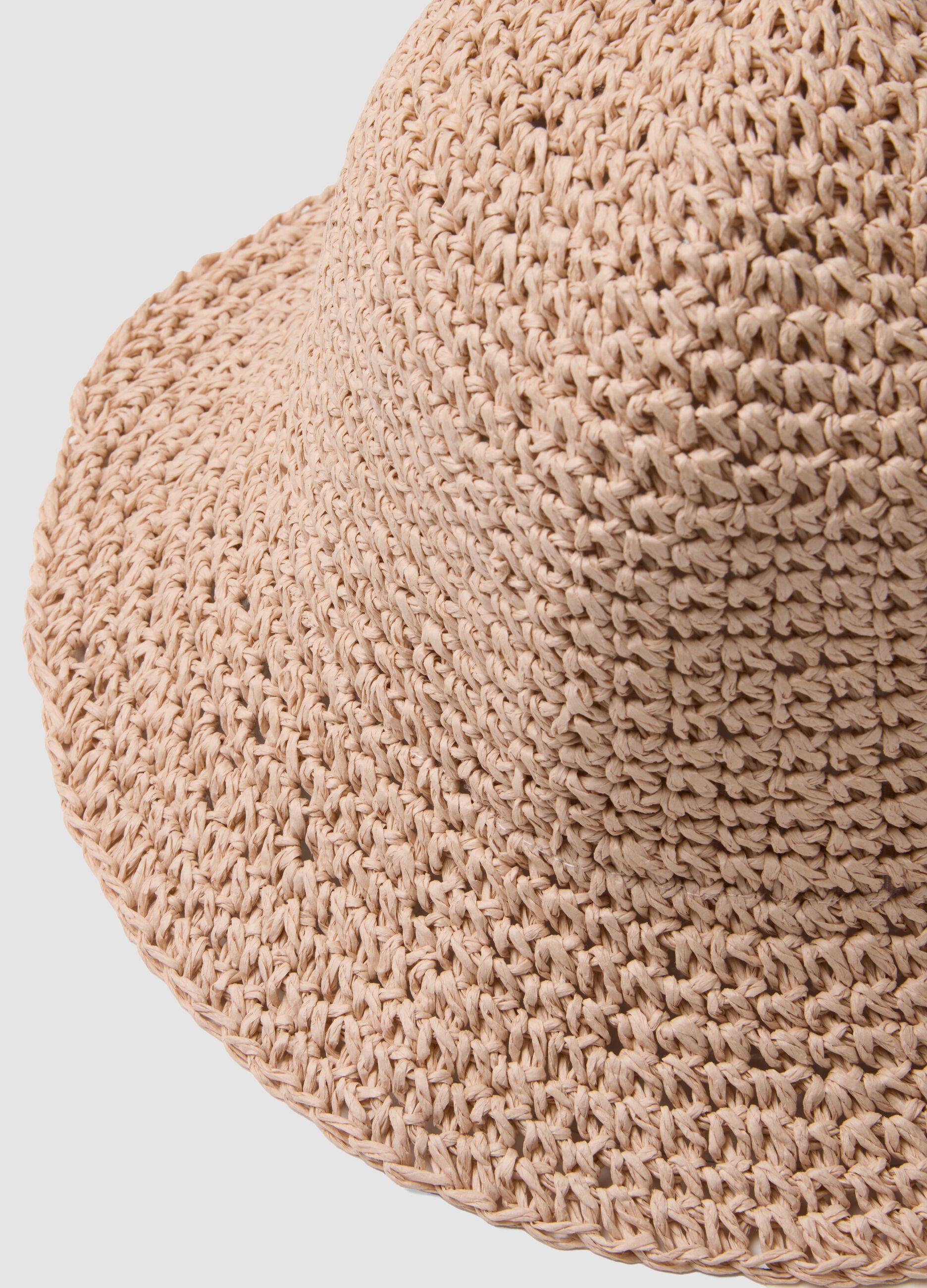 Beige bucket hat in pure paper fabric