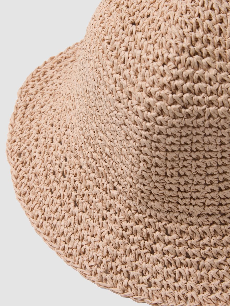Cappello bucket beige in puro tessuto carta_1