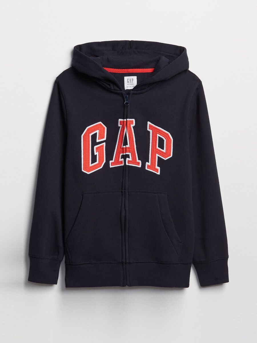 Full-zip fleece sweatshirt with logo embroidery_0