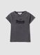 Grey fitted ribbed stretch cotton T-shirt with Detroit slogan_0