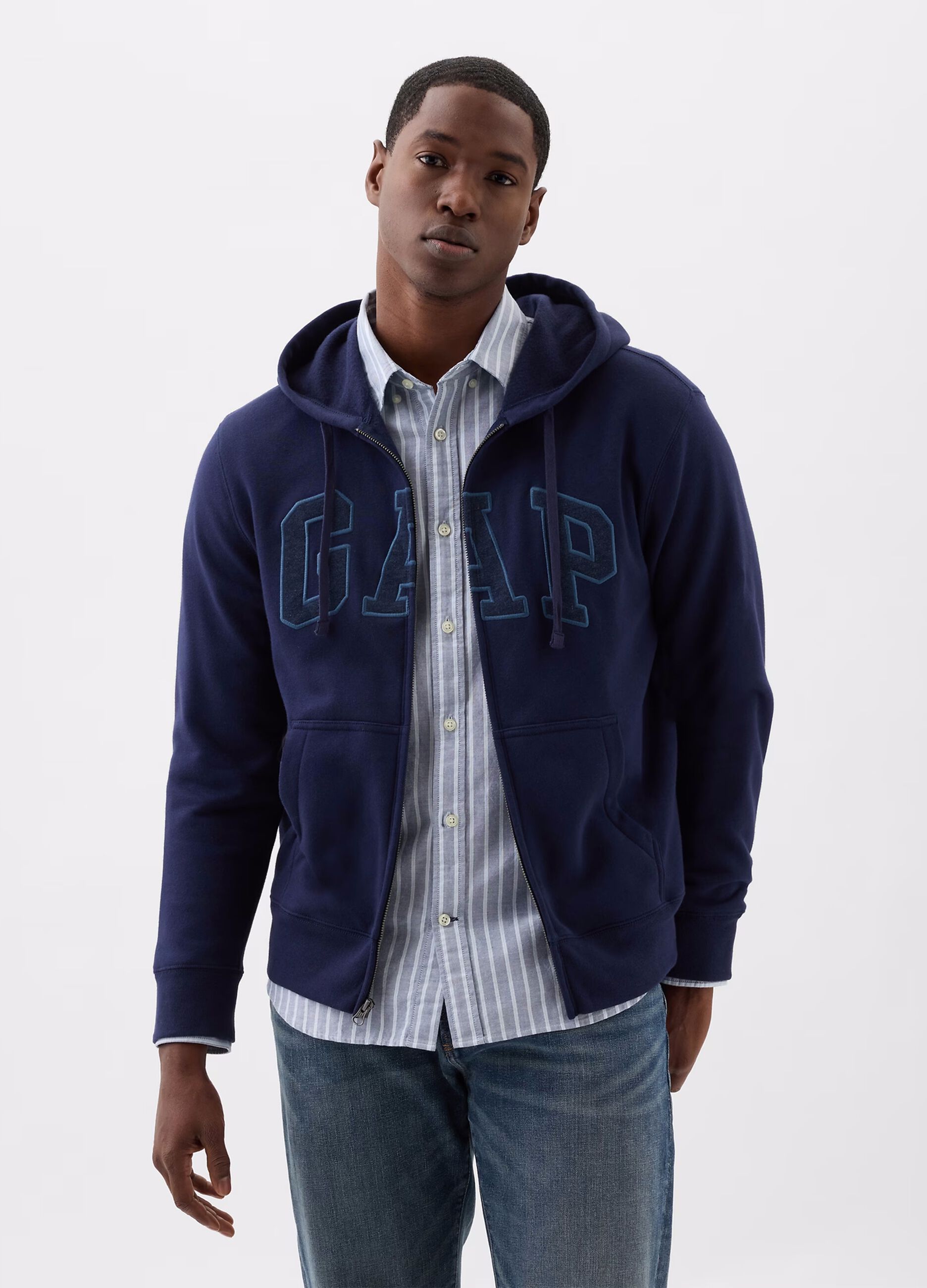 Full-zip in felpa con ricamo logo
