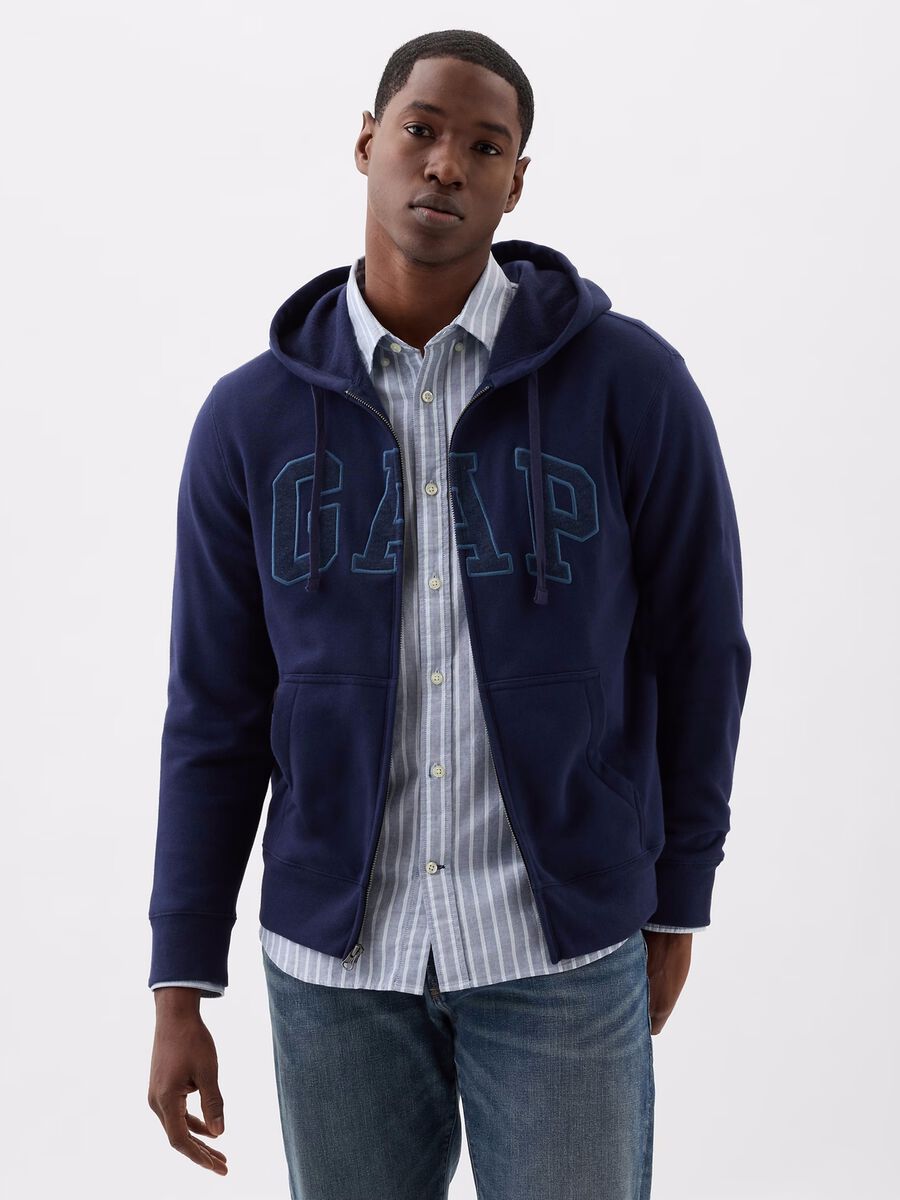 Full-zip fleece sweatshirt with logo embroidery_1
