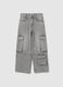 Girls' straight grey cargo jeans in pure cotton_0