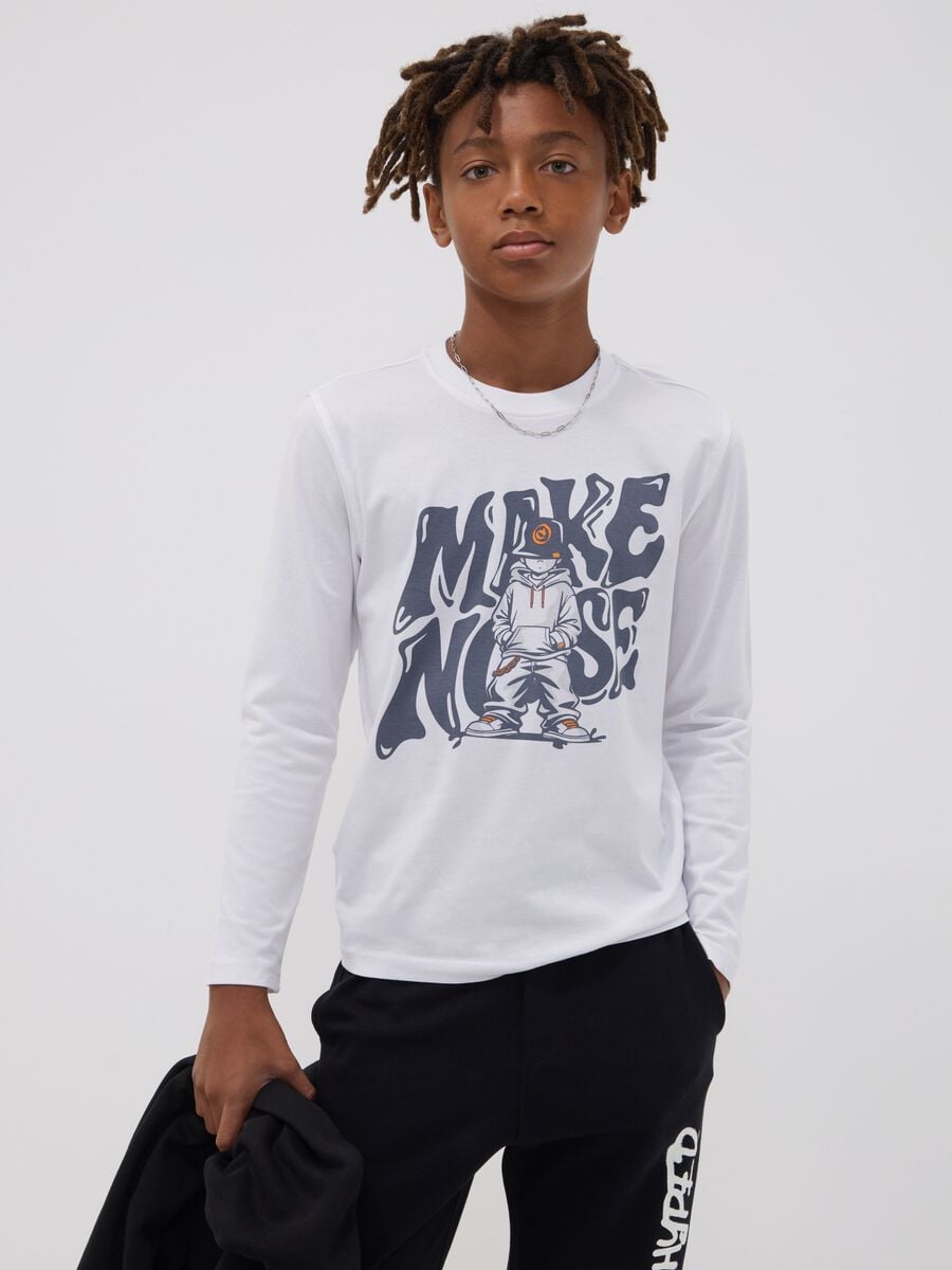 Boys&rsquo; white relaxed-fit T-shirt in pure organic cotton_1