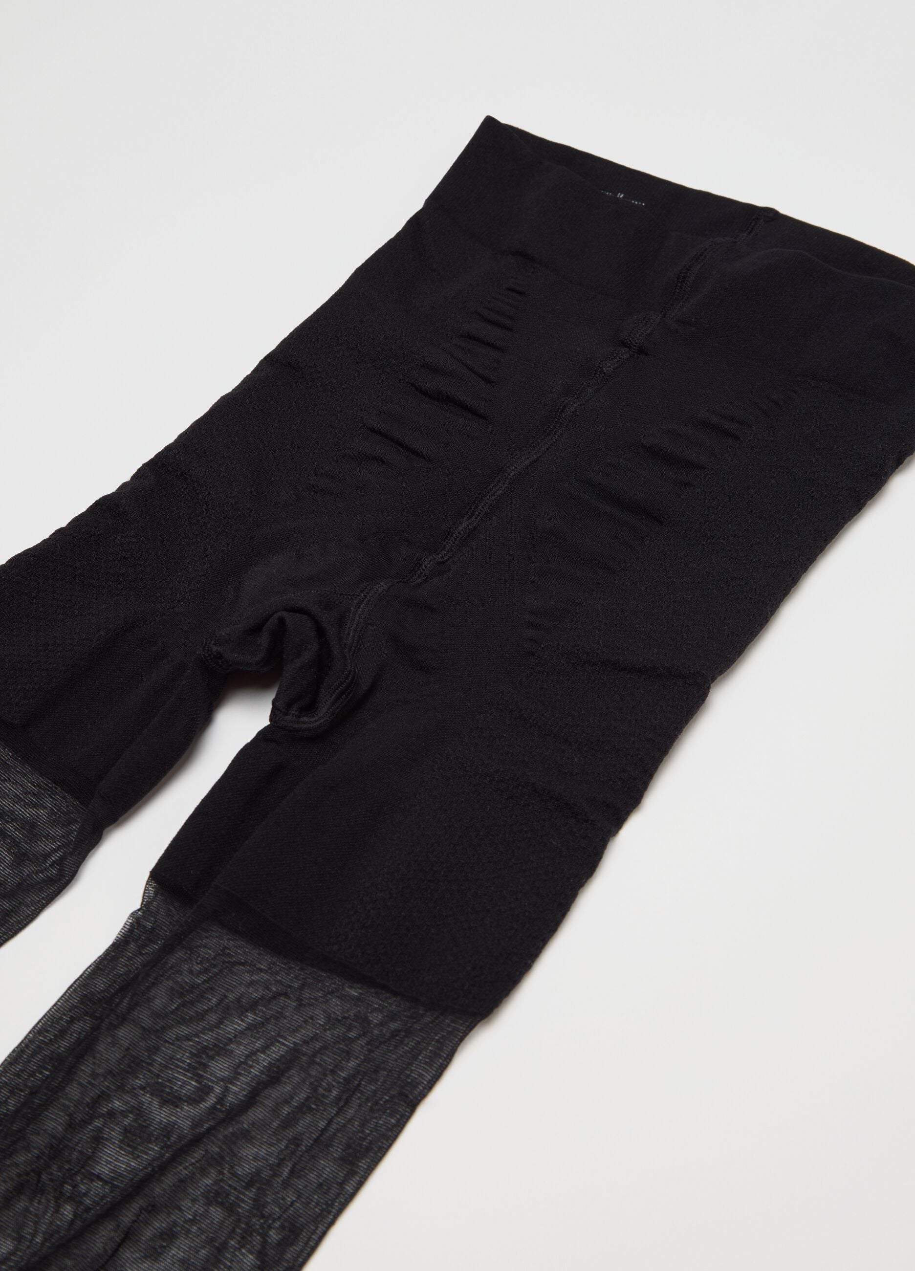 Black semi-sheer stretch tights with shaping effect
