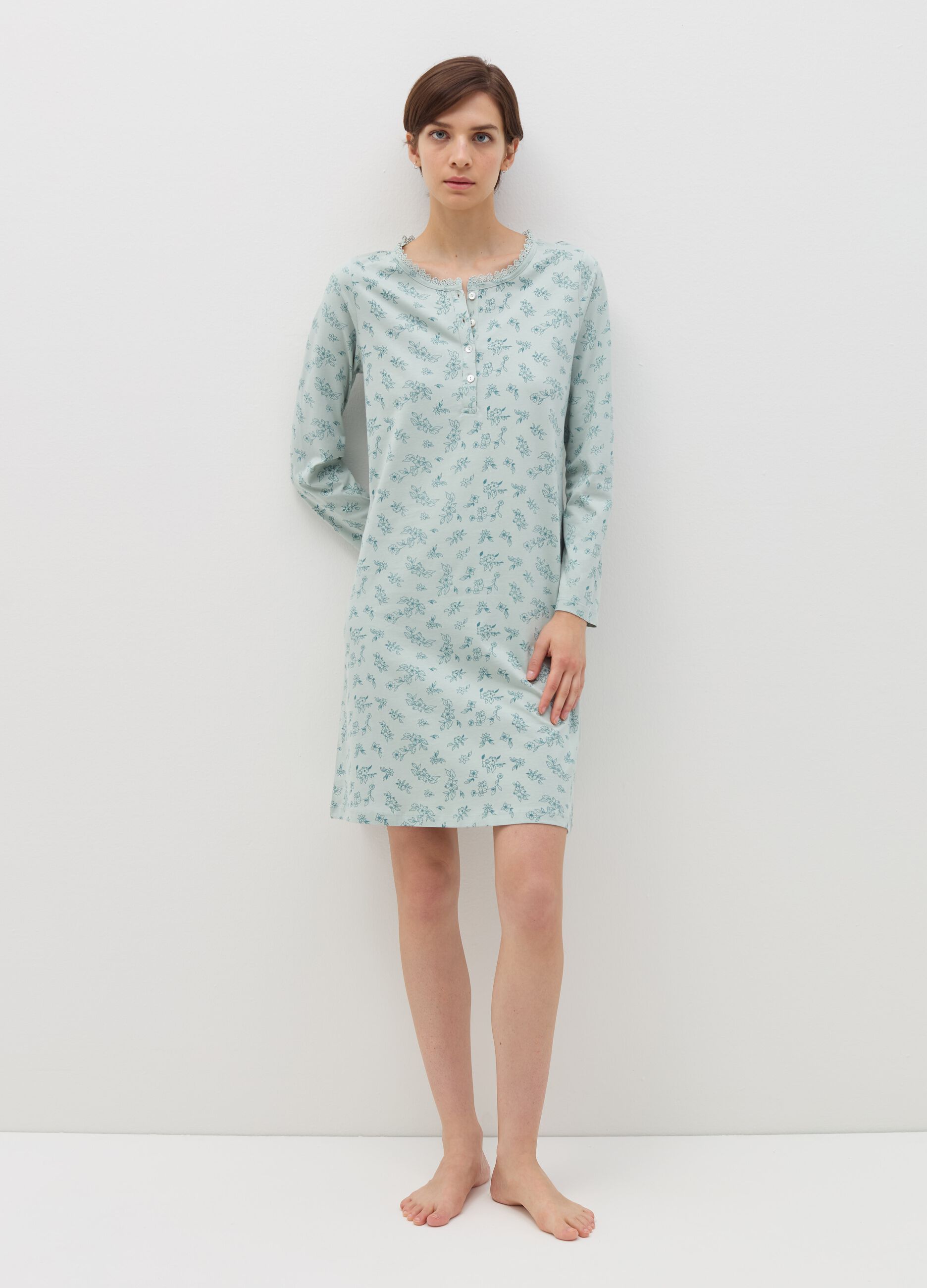 Camicia da notte in jersey floreale da Donna OVS
