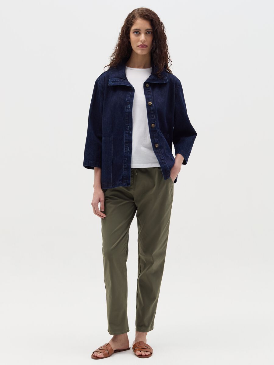 Short denim jacket with three-quarter sleeves_1