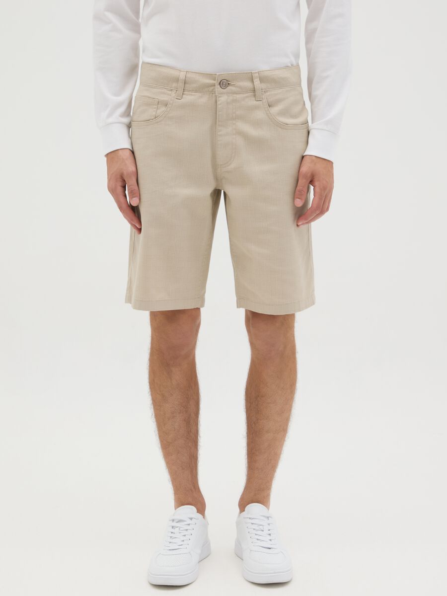 Men's beige pure cotton shorts regular fit_1