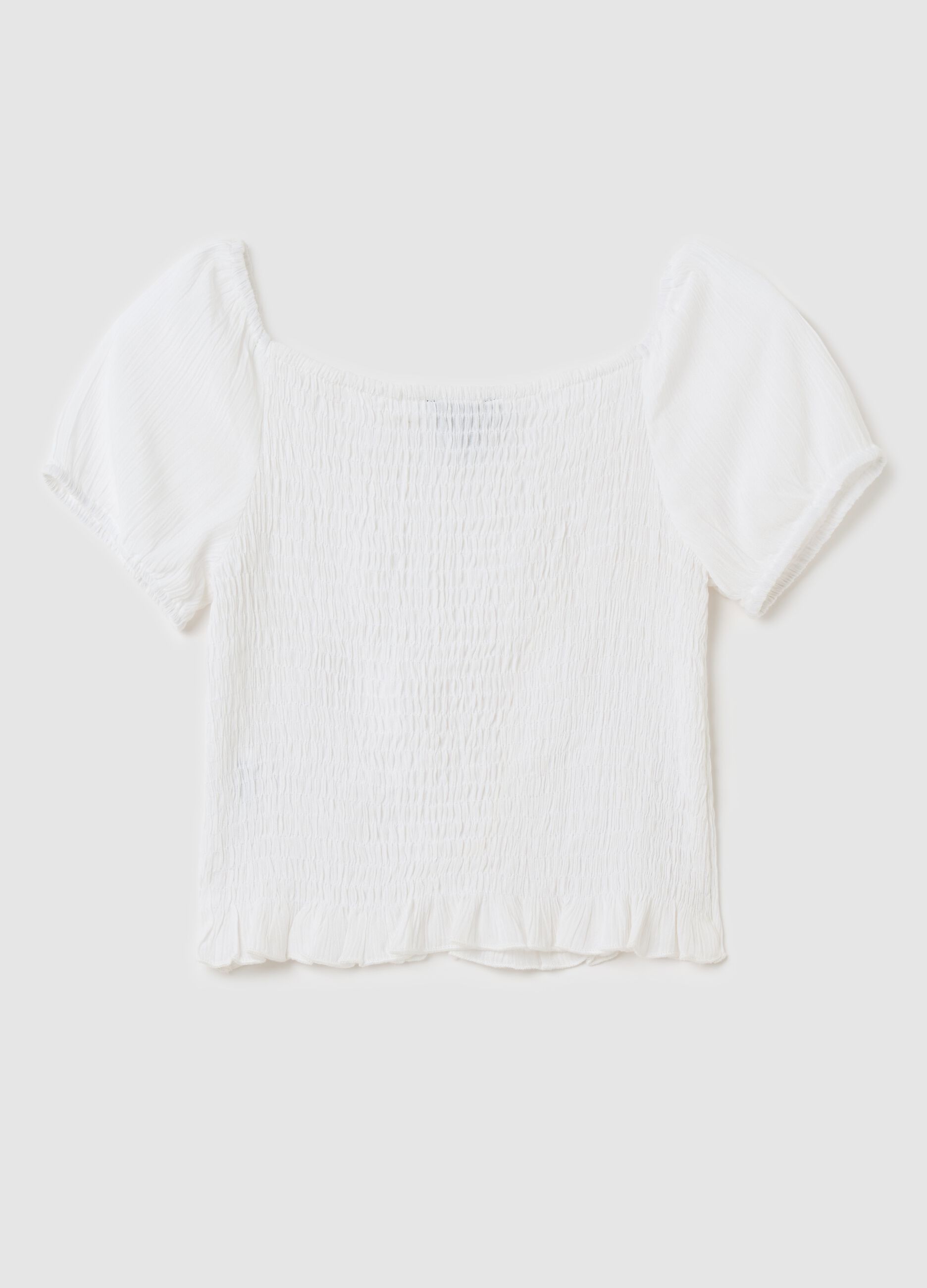 Crêpe blouse with shirring