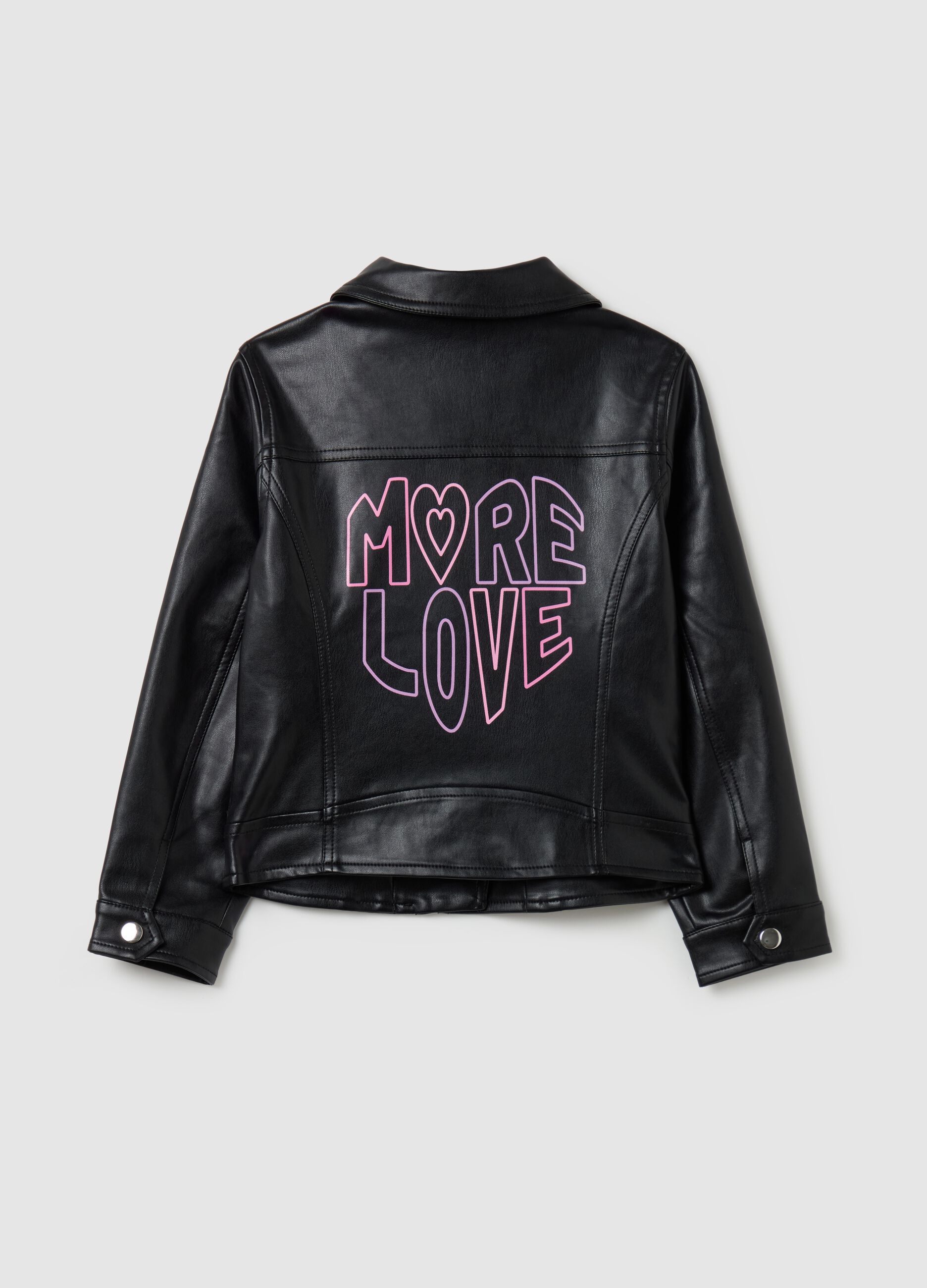 Glossy-effect biker jacket with zip
