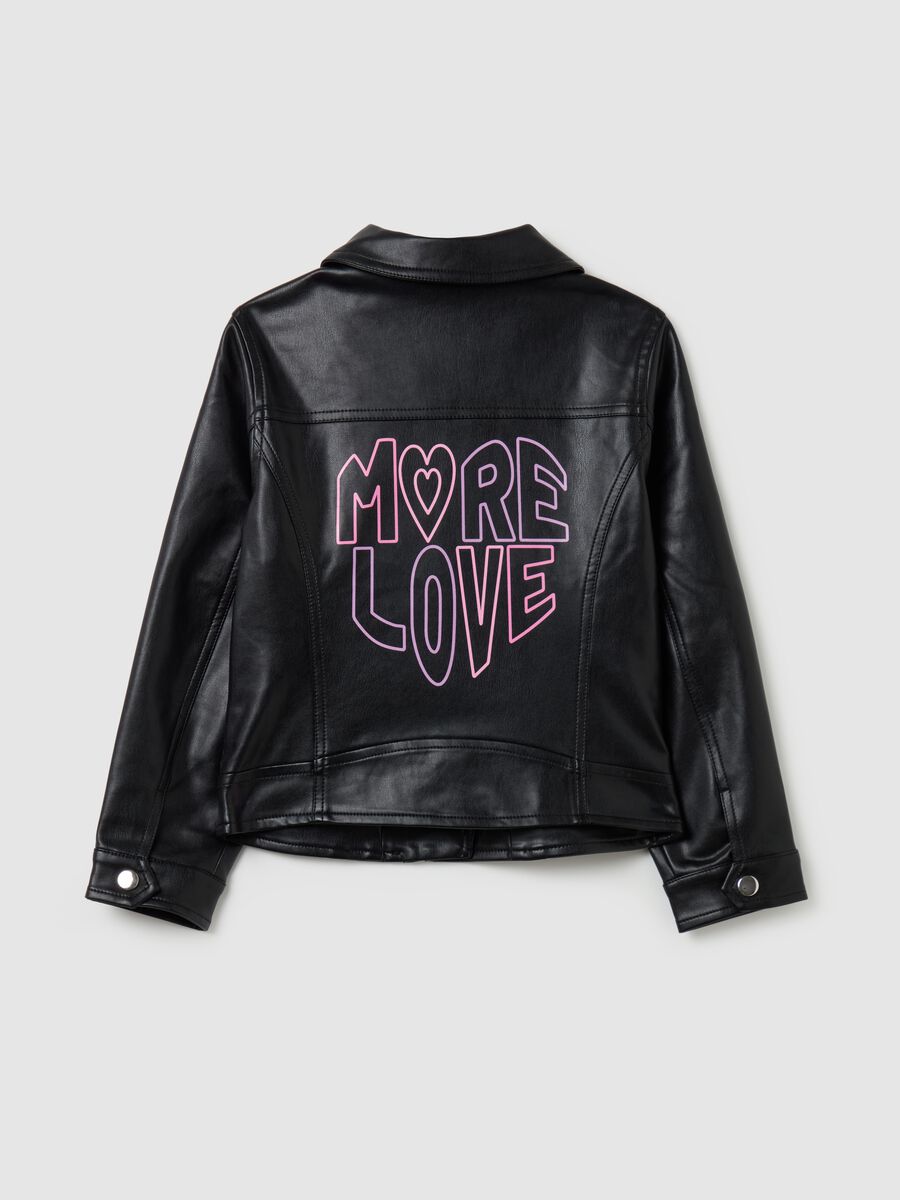 Glossy-effect biker jacket with zip_1