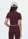Brown fitted stretch-cotton T-shirt with raised neckline_3